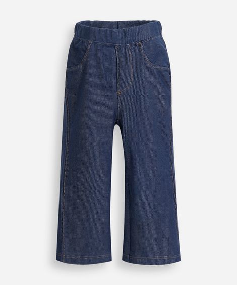 calça flare infantil jeans cós elástico azul