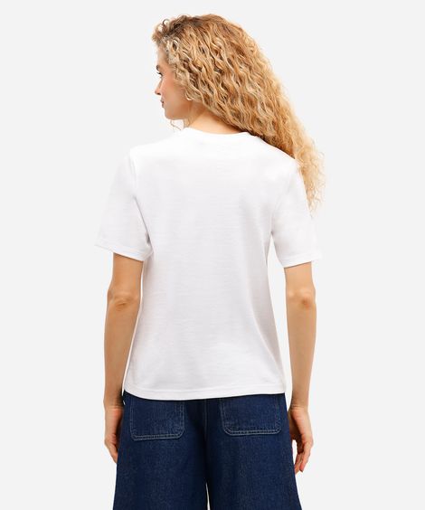 camiseta feminina com algodão bordada off white