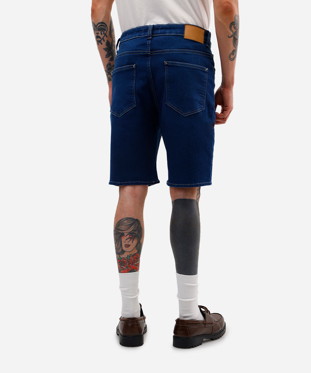 bermuda reta masculina comfort jeans azul