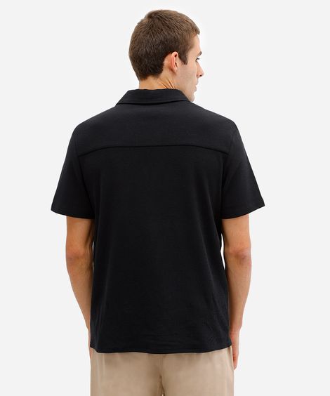 camisa comfort masculina malha piquet preta