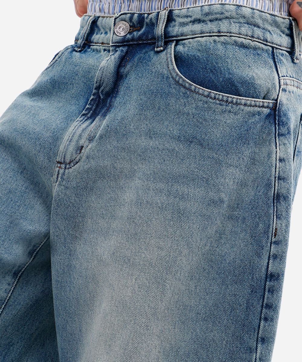 calça barrel masculina jeans dirty azul