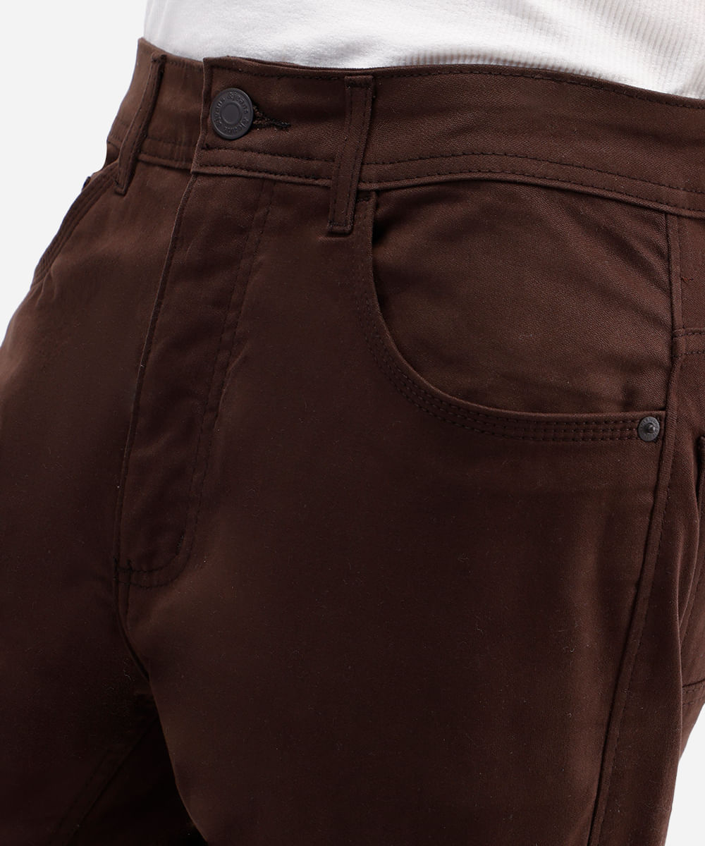 calça masculina de sarja slim comfort marrom