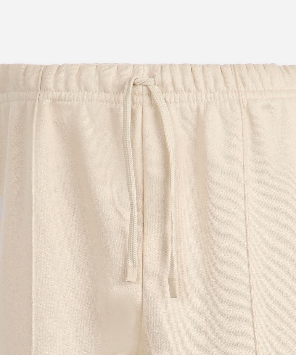 calça jogger juvenil de moletom com nervura bege