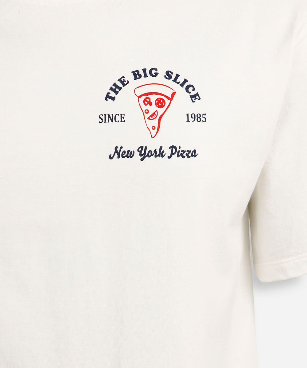 camiseta oversized juvenil de algodão the big slice off white
