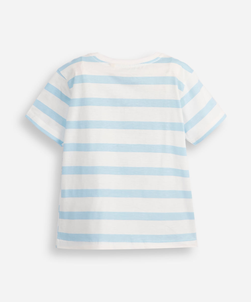 camiseta de algodão infantil snoopy listrada off white