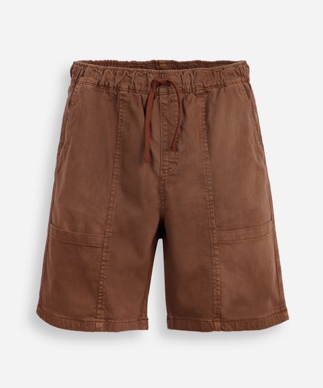 bermuda de sarja juvenil com bolsos marrom