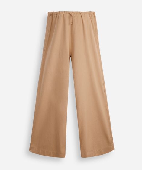 calça pijama juvenil com linho básica bege