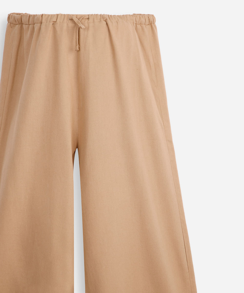 calça pijama juvenil com linho básica bege