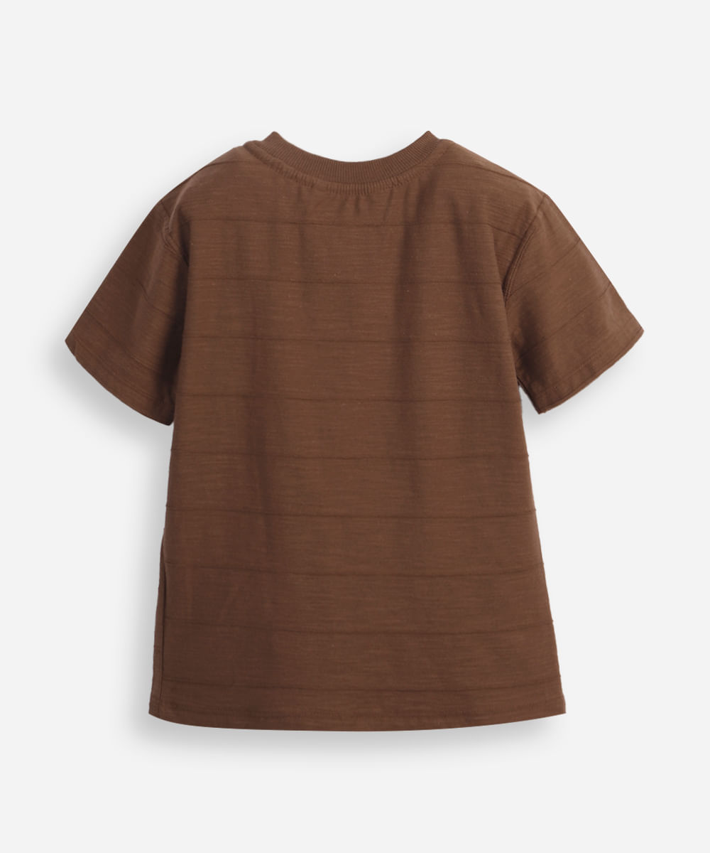 camiseta de algodão infantil básica texturizada marrom