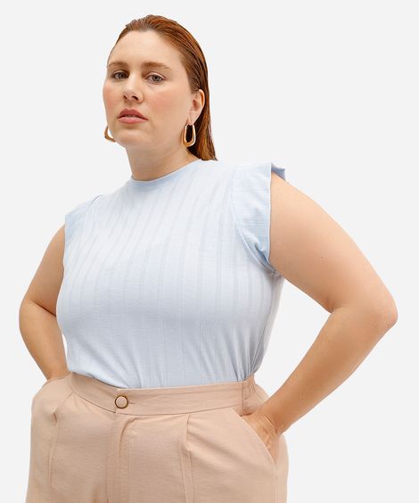 blusa muscle feminina canelada plus size azul