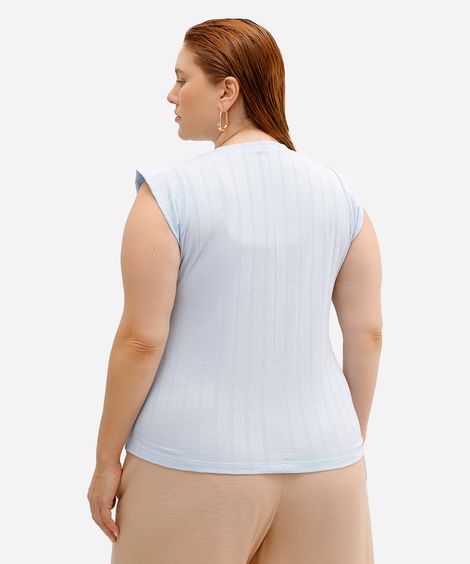 blusa muscle feminina canelada plus size azul