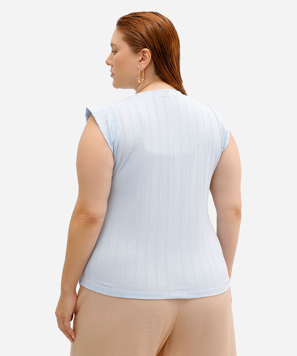 blusa muscle feminina canelada plus size azul