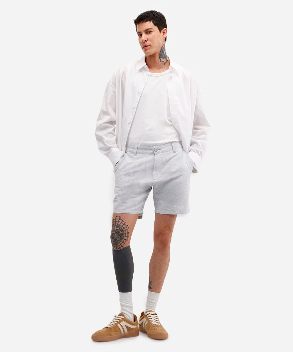 bermuda reta masculina de alfaiataria cinza