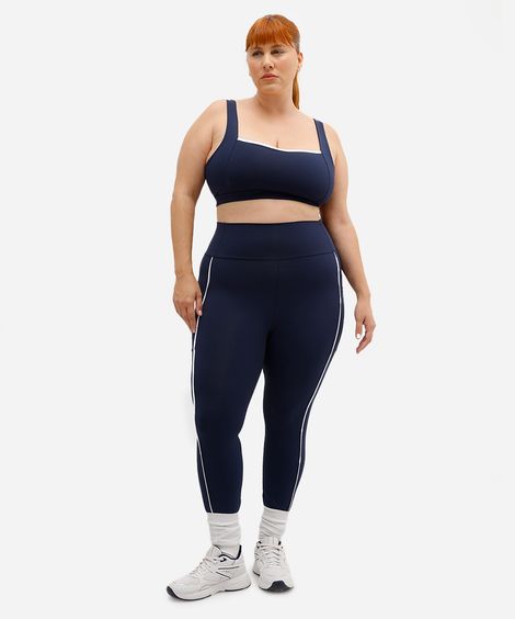 calça legging feminina esportiva ace com nervura plus size azul