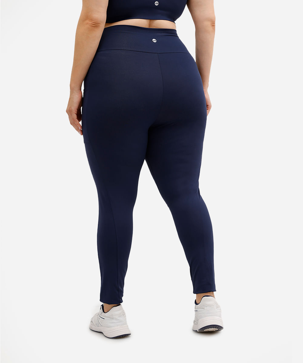 calça legging feminina esportiva com nervura plus size azul