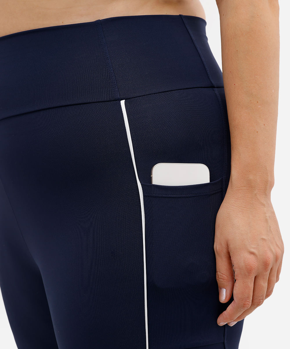 calça legging feminina esportiva com nervura plus size azul