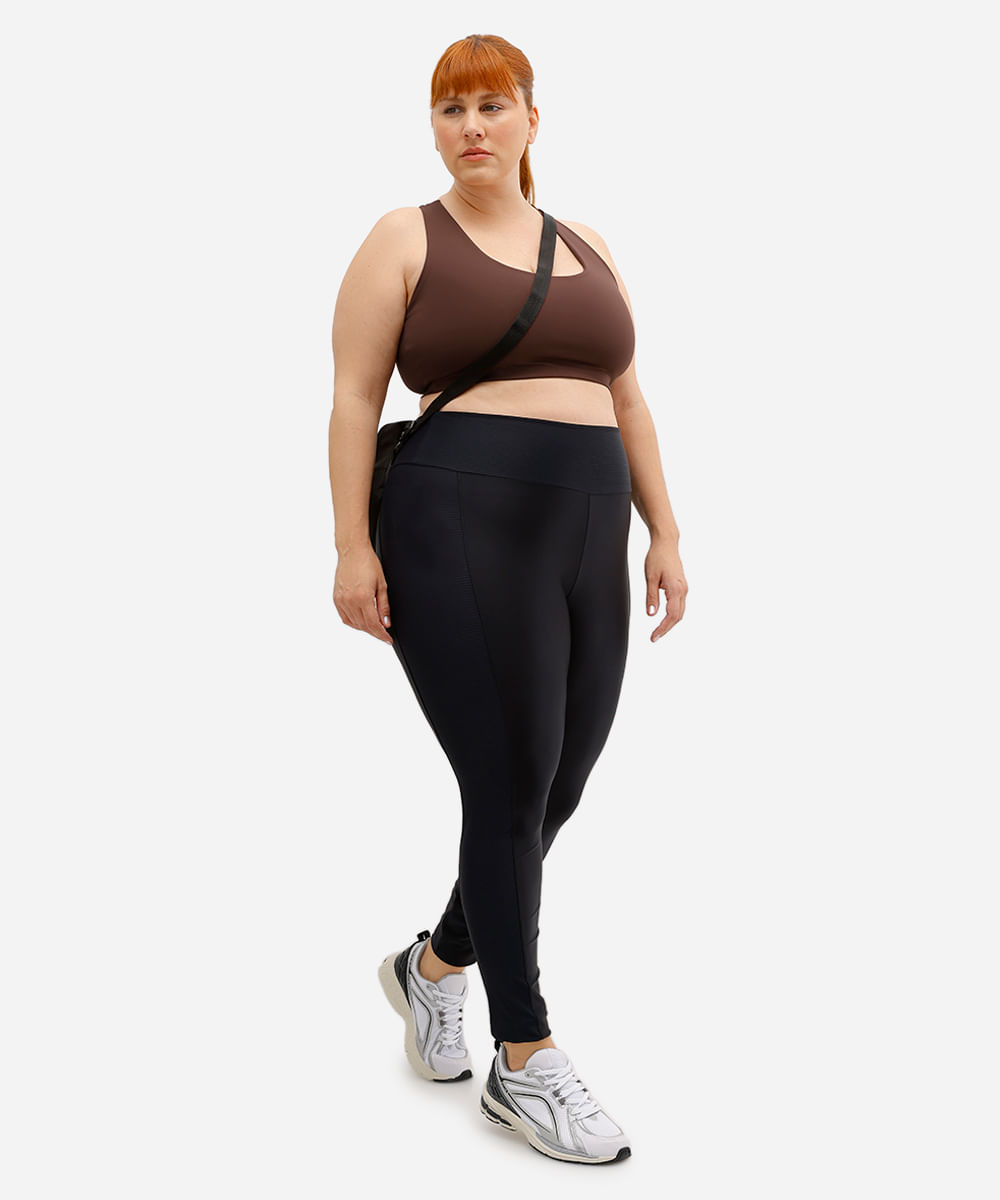 top feminino esportivo decote nadador plus size marrom