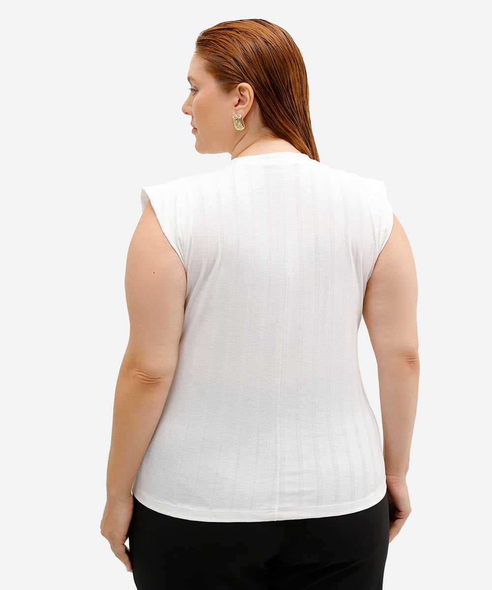 blusa muscle feminina canelada plus size off white