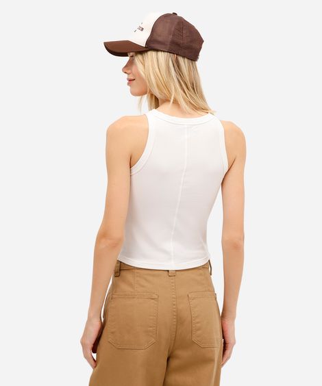 regata feminina de algodão halterneck off white