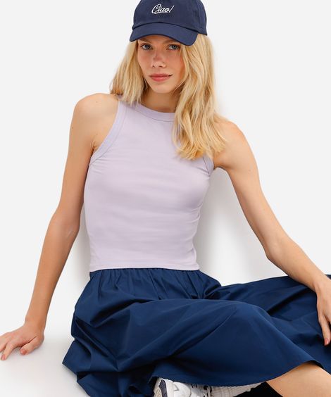 regata feminina de algodão halterneck lilás