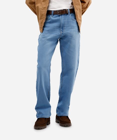 calça reta masculina comfort jeans azul