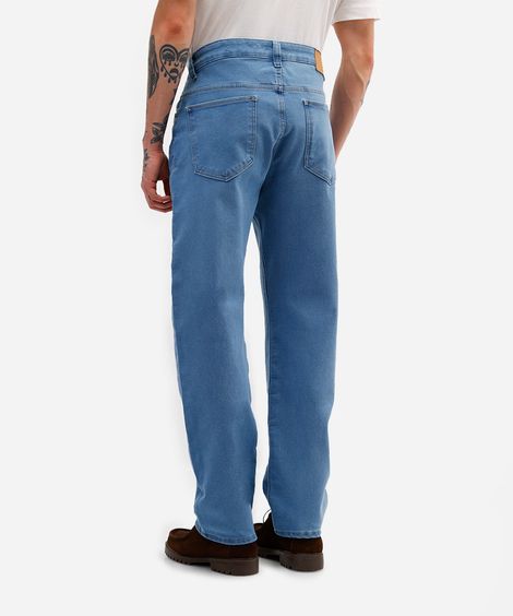 calça reta masculina comfort jeans azul