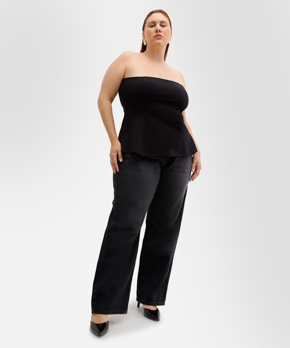 calça copenhagen feminina jeans plus size mindset preta