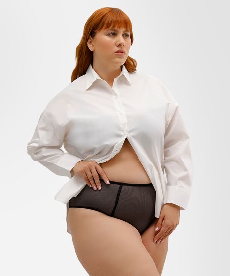 calcinha feminina cintura alta plus size mindset preta