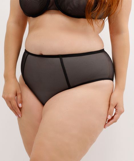 calcinha feminina cintura alta plus size mindset preta