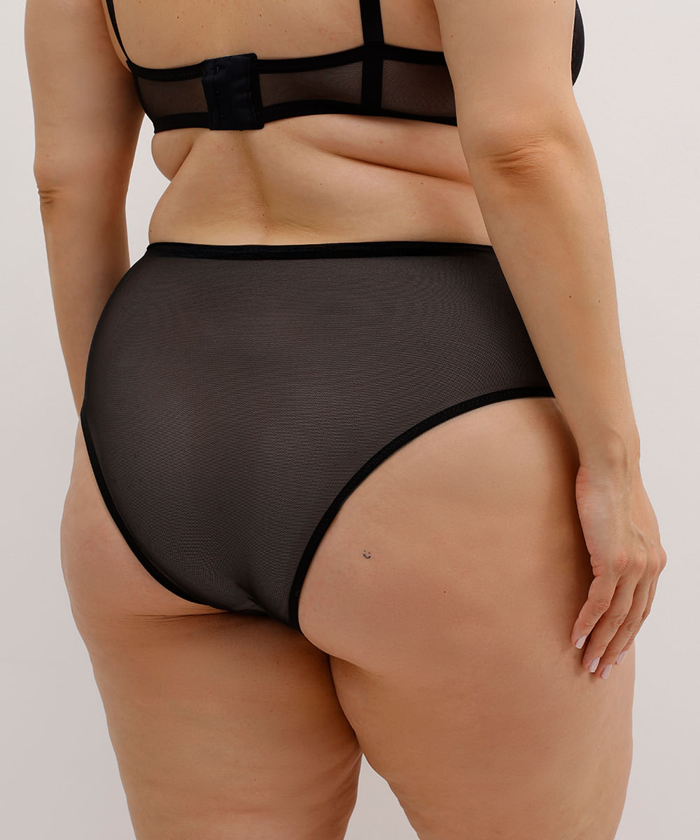 calcinha feminina cintura alta plus size mindset preta