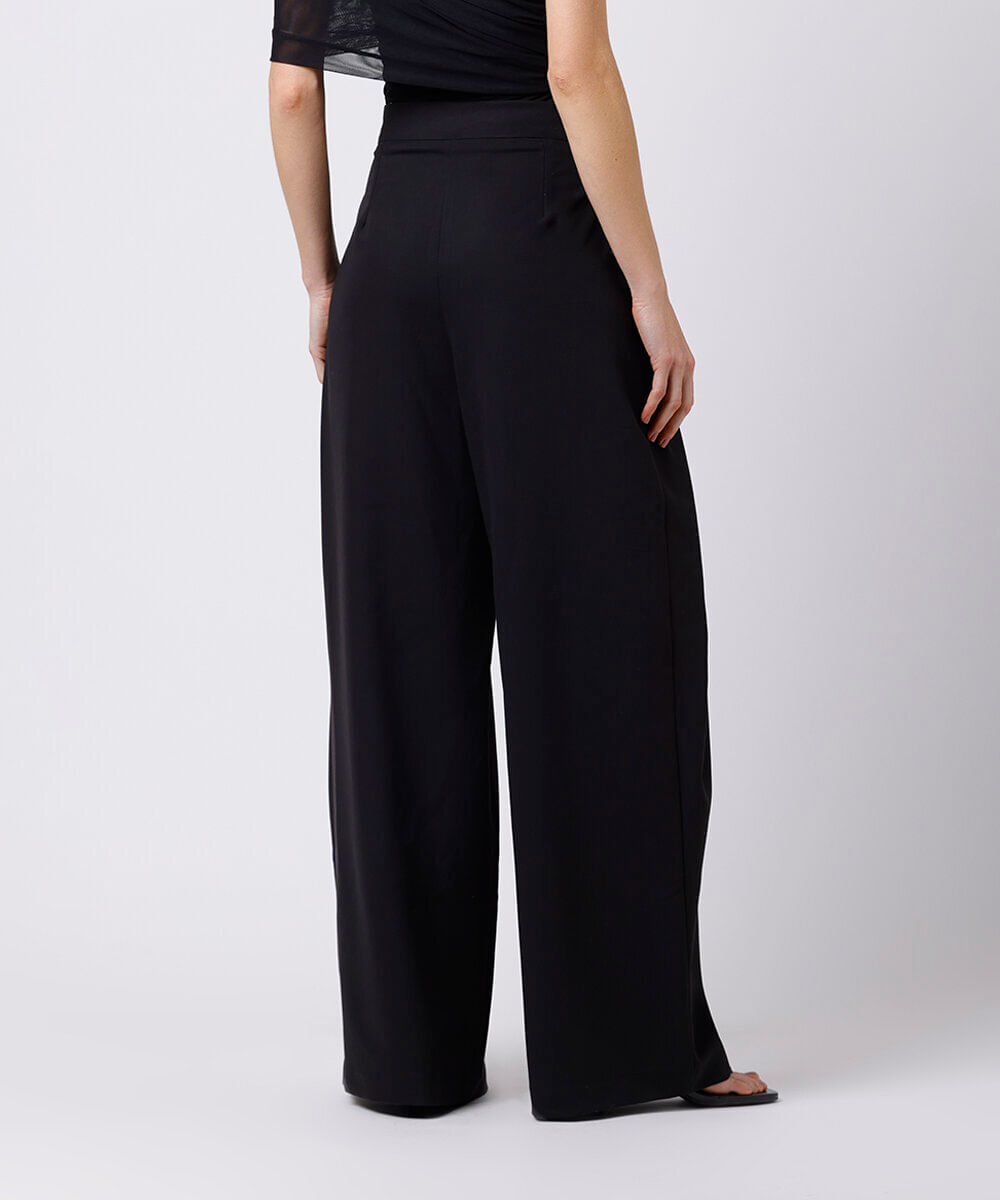 calça feminina de alfaiataria com pregas mindset preta