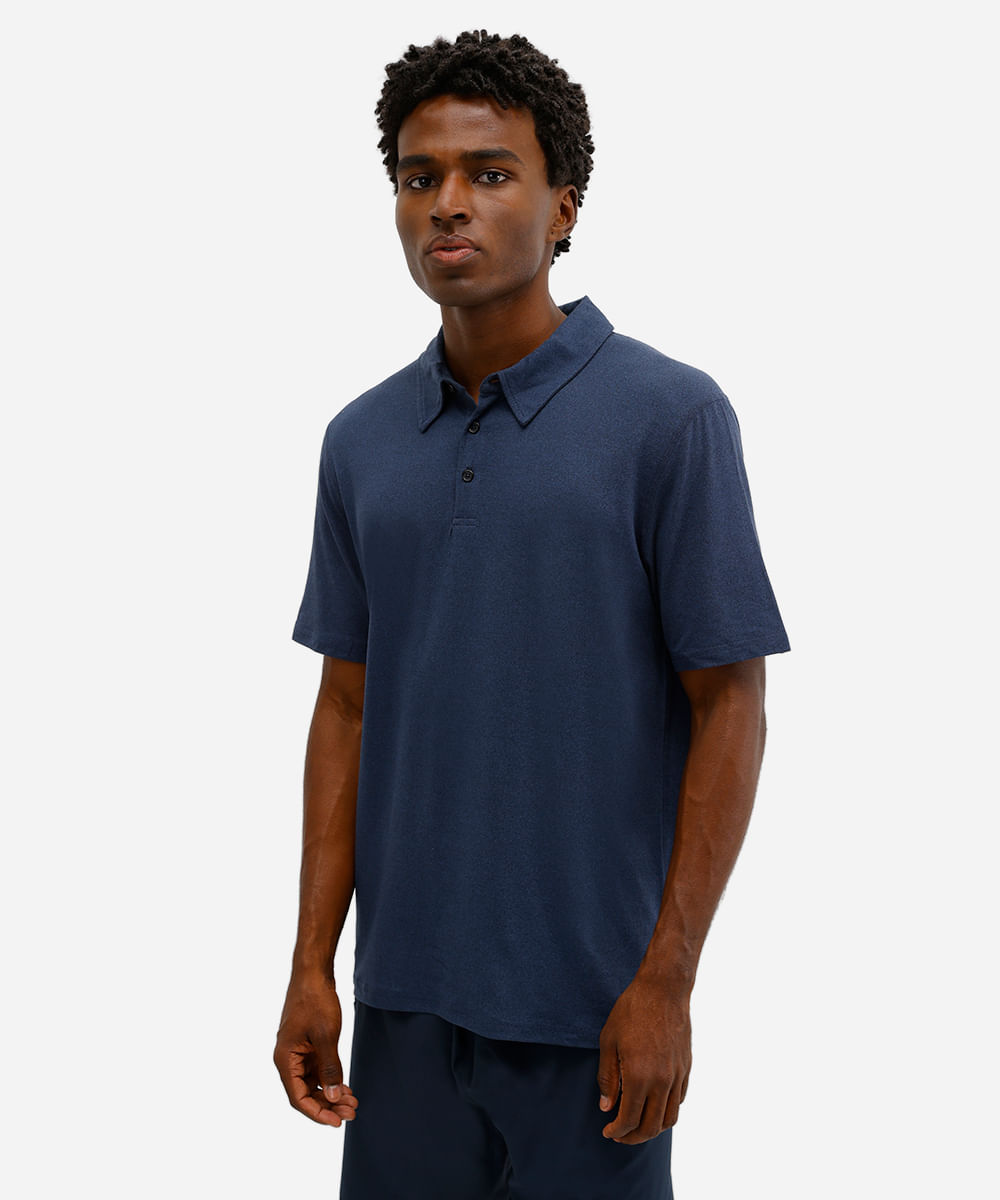 polo esportiva masculina manga curta azul