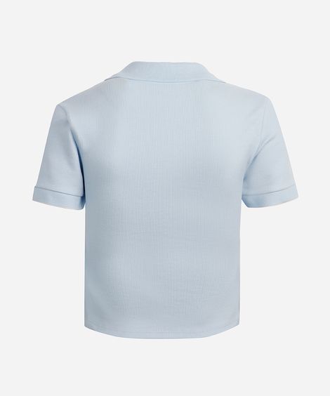 polo de algodão juvenil manga curta bicolor azul