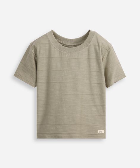 camiseta de algodão infantil básica texturizada verde