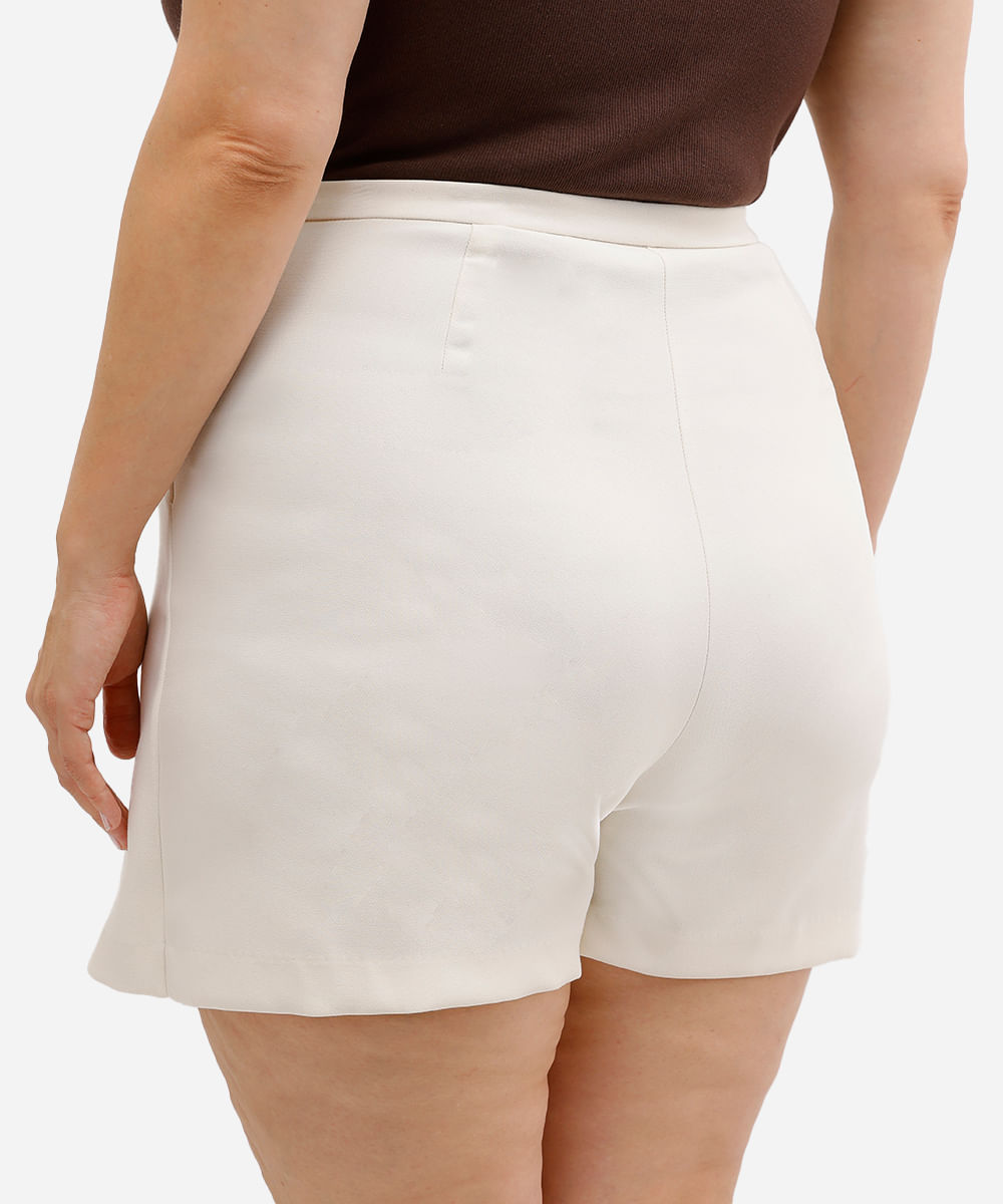 short saia feminino de alfaiataria plus size bege