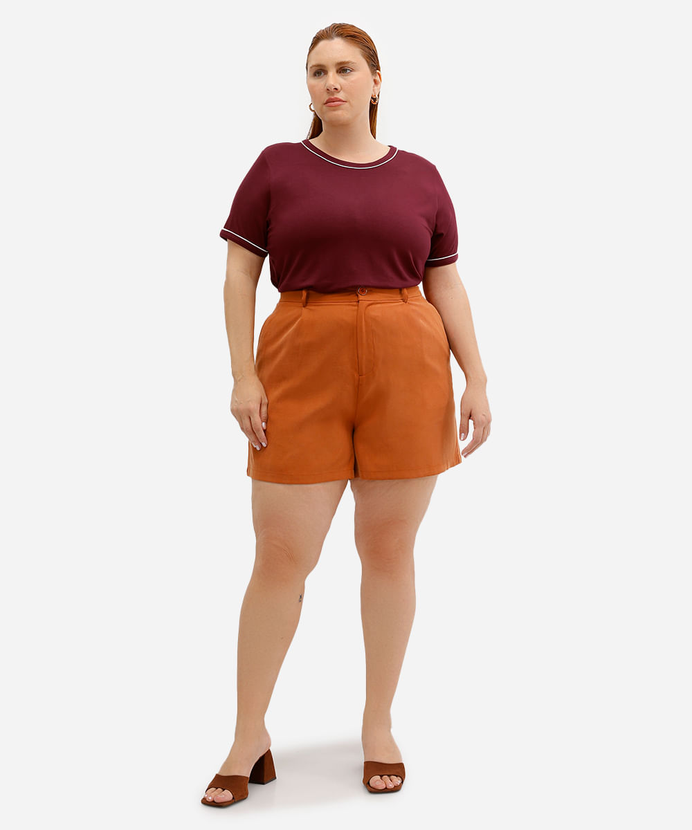 blusa feminina de viscose manga curta plus size vinho
