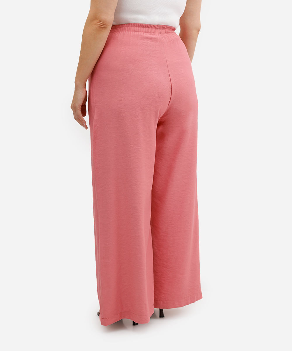 calça alfaiataria com prega e bolso plus size rosa