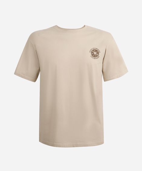 camiseta comfort juvenil de algodão estampada bege