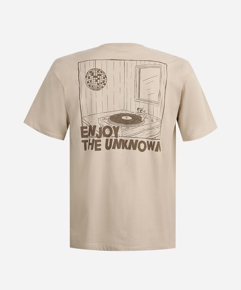 camiseta comfort juvenil de algodão estampada bege