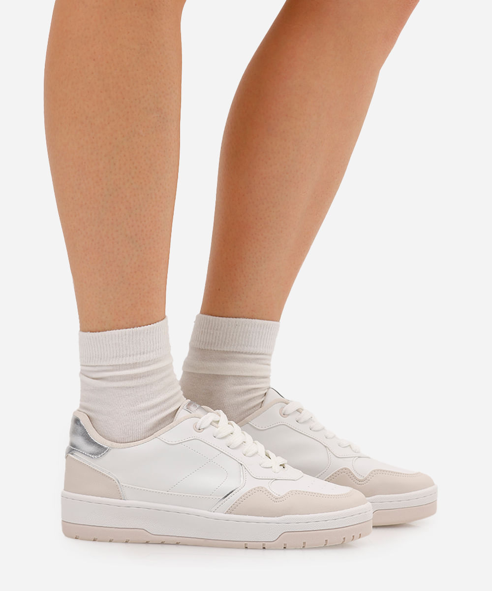 tênis casual feminino ace bicolor branco