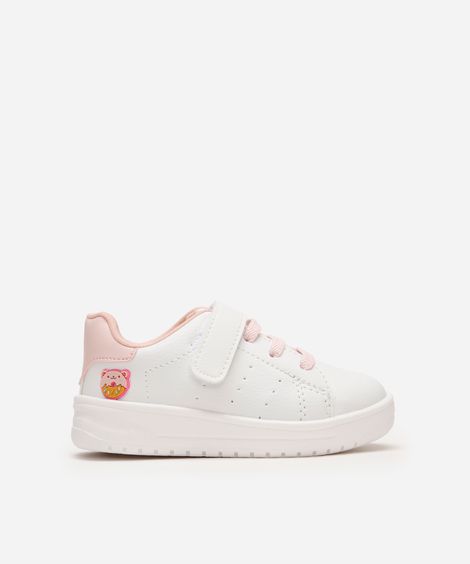tênis casual infantil com velcro branco