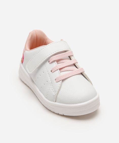 tênis casual infantil com velcro branco