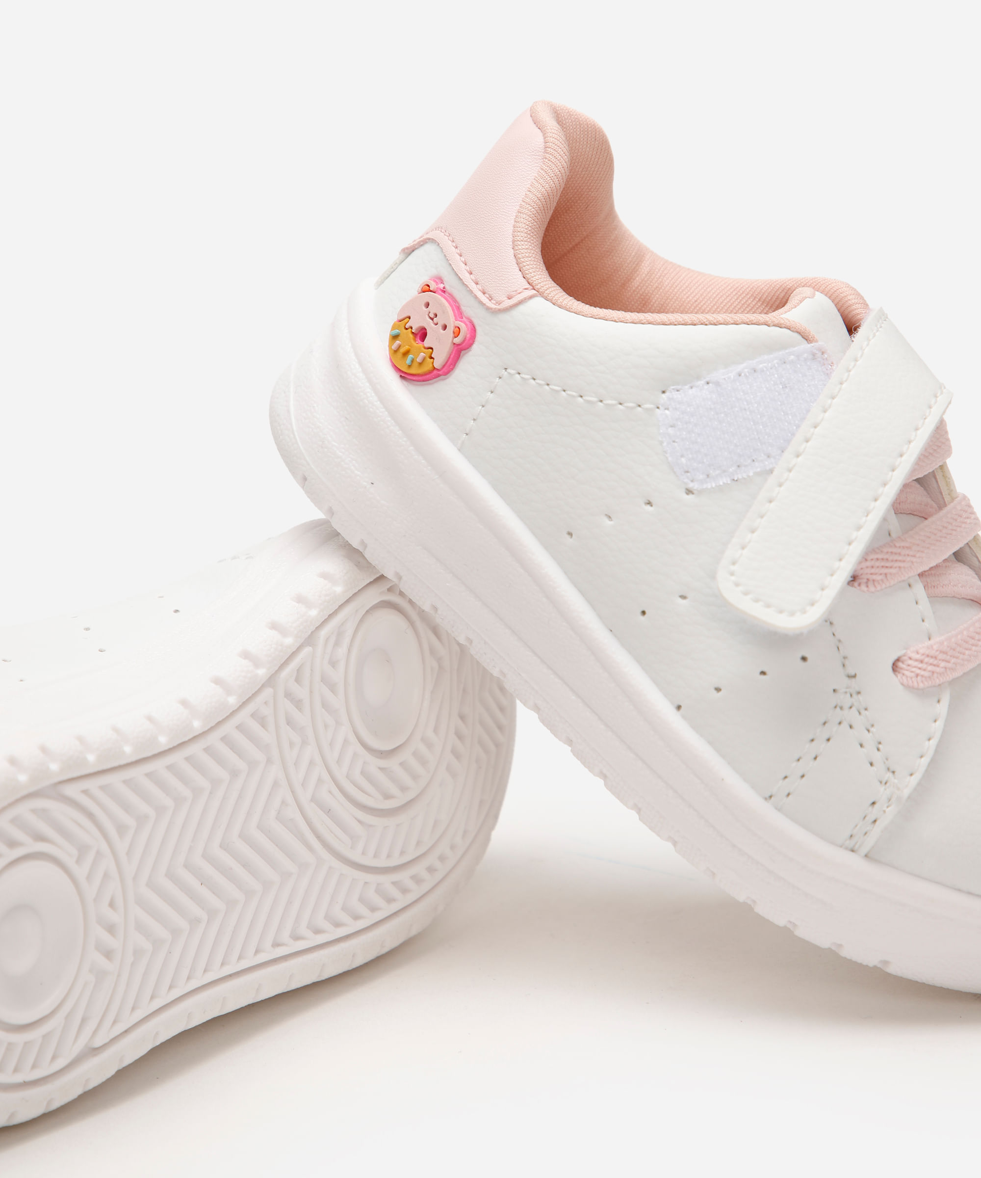 tênis casual infantil com velcro branco