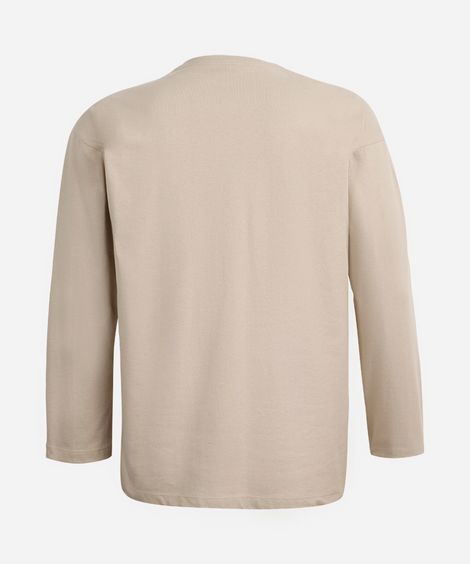 blusa oversized juvenil de algodão manga longa california bege