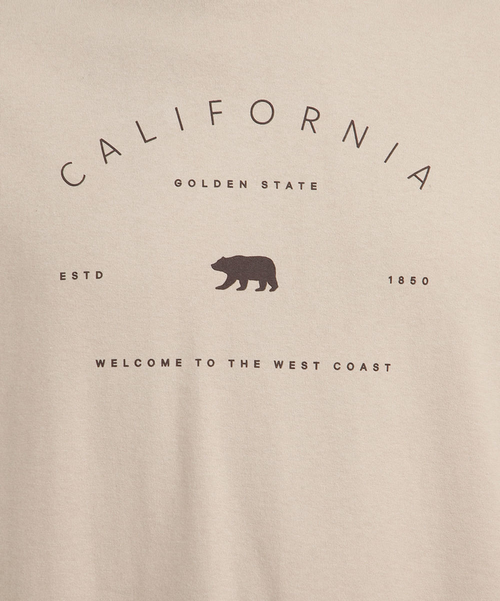 blusa oversized juvenil de algodão manga longa california bege