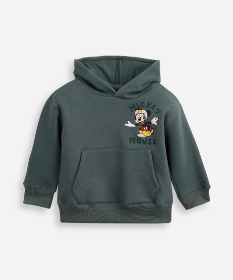blusão de moletom infantil com capuz mickey verde