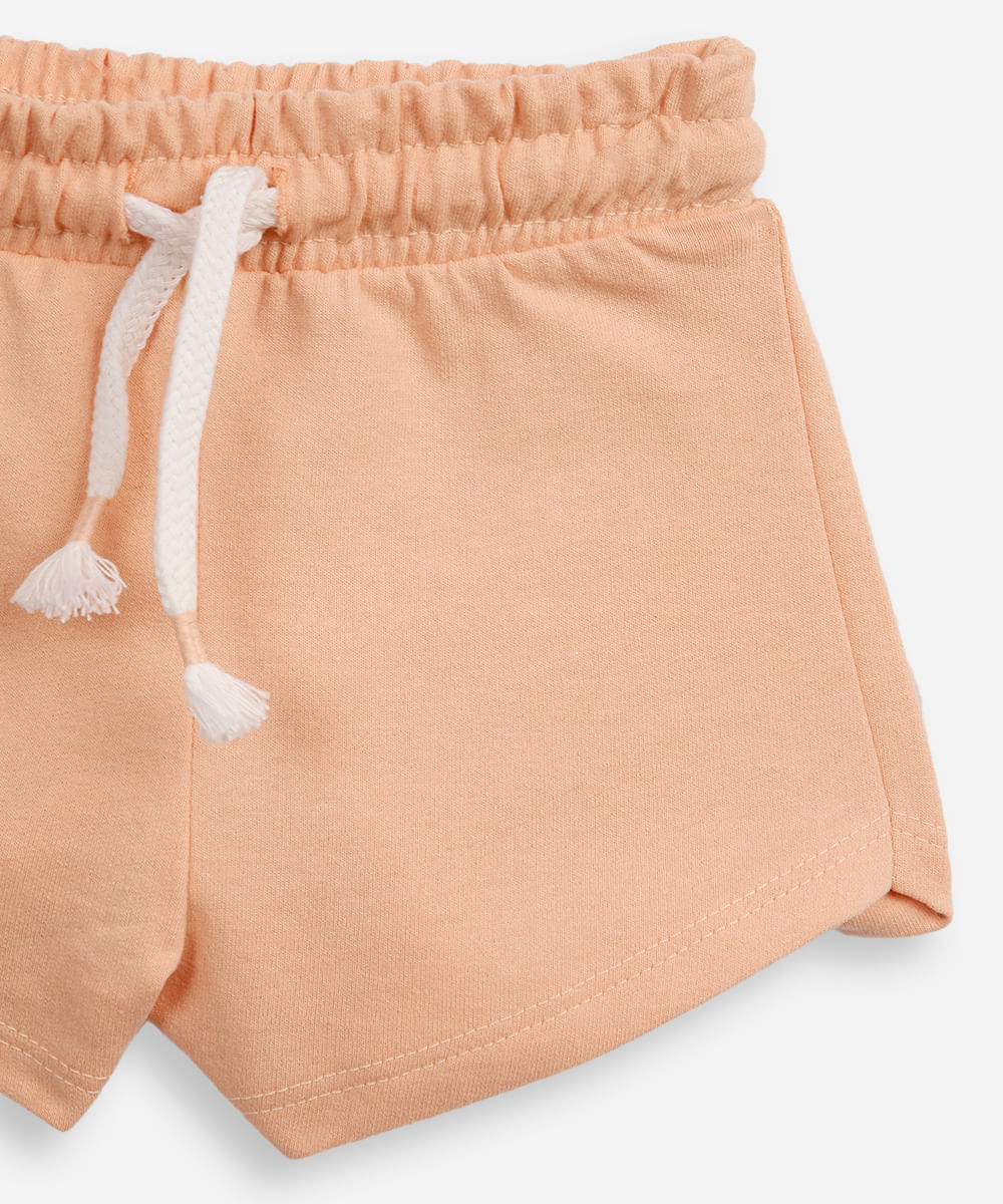 conjunto curto infantil de algodão listrado laranja