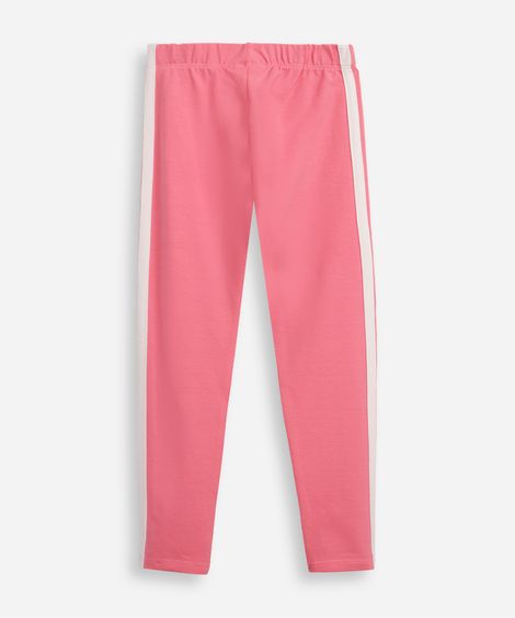 calça legging infantil de algodão com listra rosa