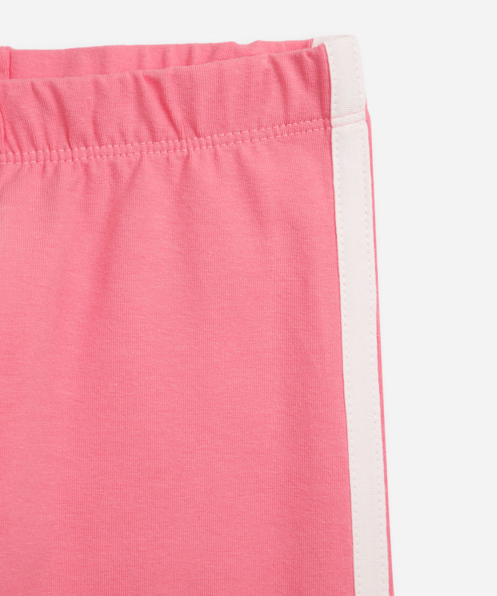 calça legging infantil de algodão com listra rosa
