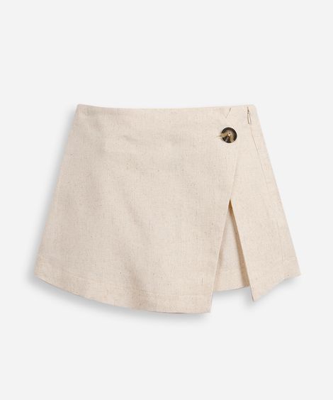 short saia infantil com linho bege